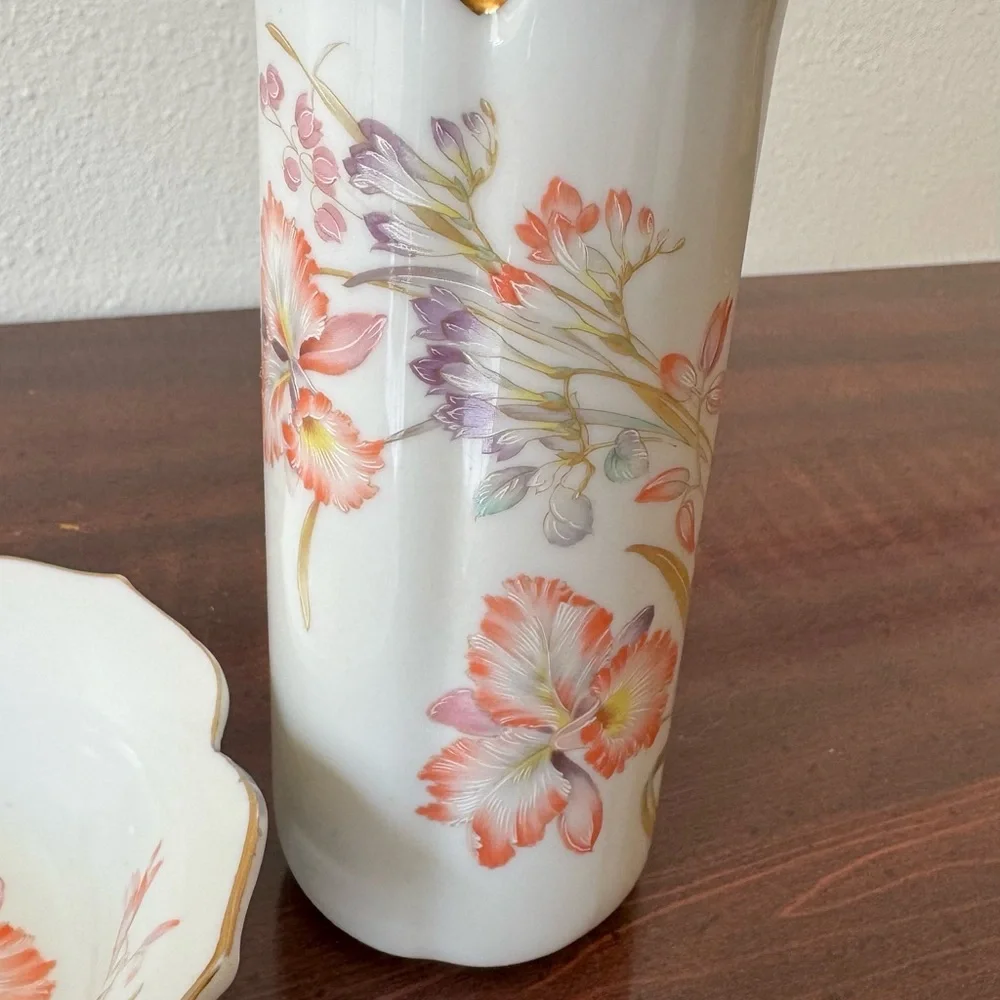 Vintage Floral Porcelain Vase & Bowl Set – Made in Japan